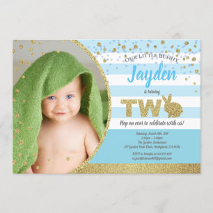 Convite de foto de aniversário de 2 anos do menino