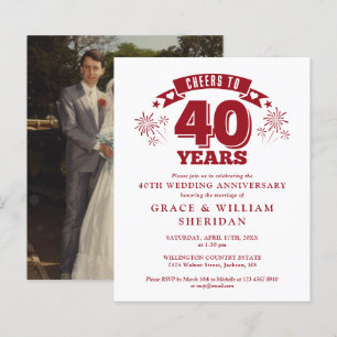 Convite de Foto de Aniversário de 40 Anos com Brin