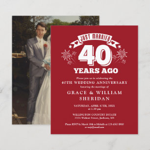 Convite de Foto de Aniversário de 40 Anos de Casad