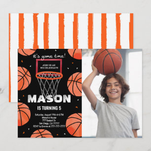 Convite de Foto de Aniversário de Basquetebol