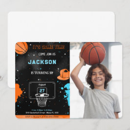 Convite de Foto de Aniversário de Basquetebol Edit