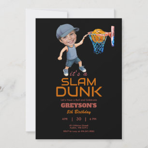 Convite de Foto de Aniversário de Basquetebol para