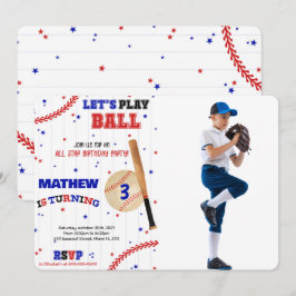 Convite de Foto de Aniversário de Beisebol