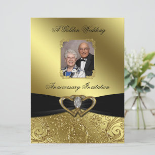 Convite de Foto de Aniversário de Bodas de Ouro
