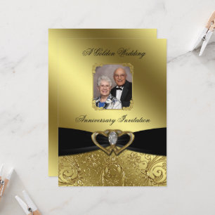 Convite de Foto de Aniversário de Bodas de Ouro