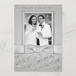 Convite de Foto de Aniversário de Casamento de 25 
