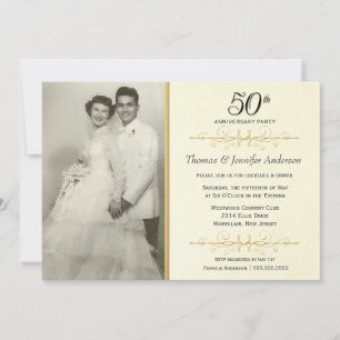 Convite de Foto de Aniversário de Casamento de 50