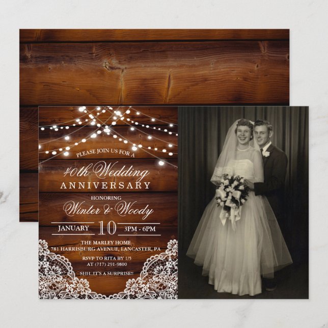 CONVITE DE FOTO DE ANIVERSÁRIO DE CASAMENTO DE QUA (Frente/Verso)