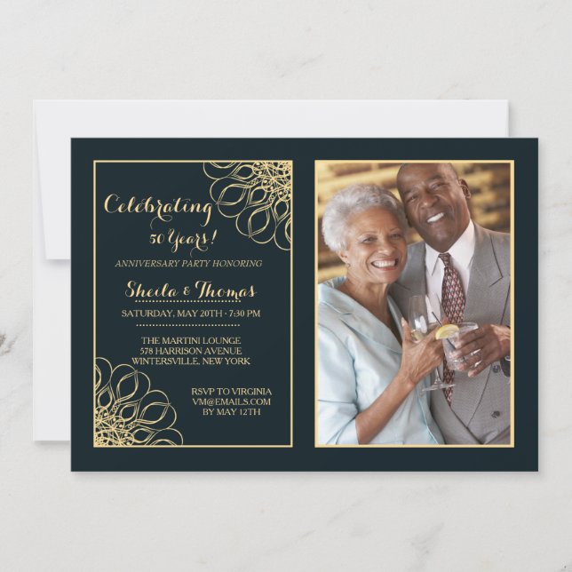 Convite de Foto de Aniversário de Casamento Real (Frente)