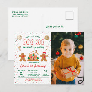 Convite de Foto de Aniversário de Decoração de Bis