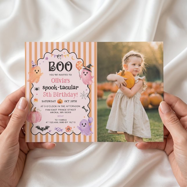 Convite de Foto de Aniversário de Fantasma Bonito (Criador carregado)