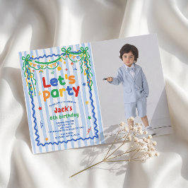 Convite de Foto de Aniversário de Menino Colorido