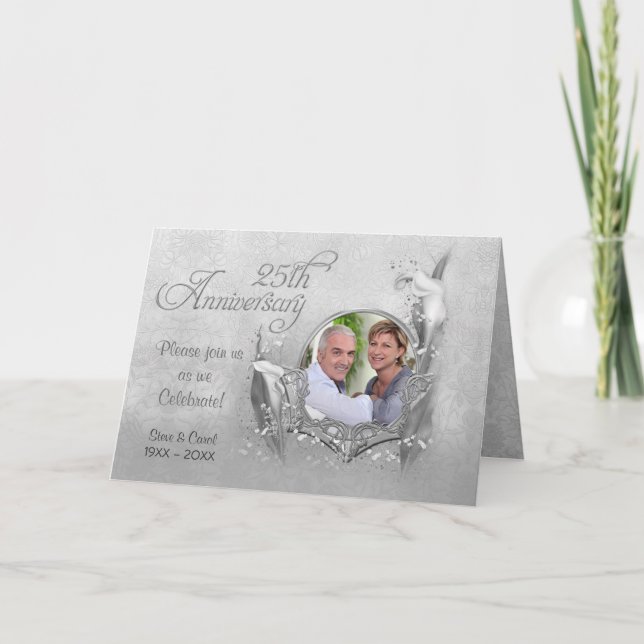 Convite de Foto de Aniversário de Prata Calla (Frente)