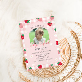 Convite de Foto de Aniversário de Um Ano da Berry