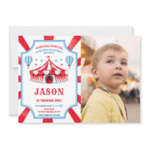 Convite de Foto de Aniversário do Circo Vermelho e