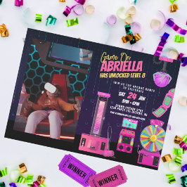Convite de Foto de Aniversário do Girl Arcade