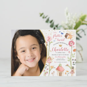 Convite de Foto de Aniversário do Jardim de Fadas