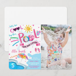 Convite de Foto de Aniversário na Piscina Legal