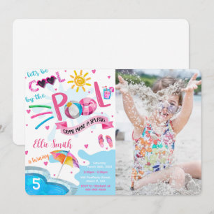 Convite de Foto de Aniversário na Piscina Legal