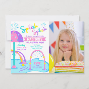 Convite de Foto de Aniversário no Splash Pad / Par