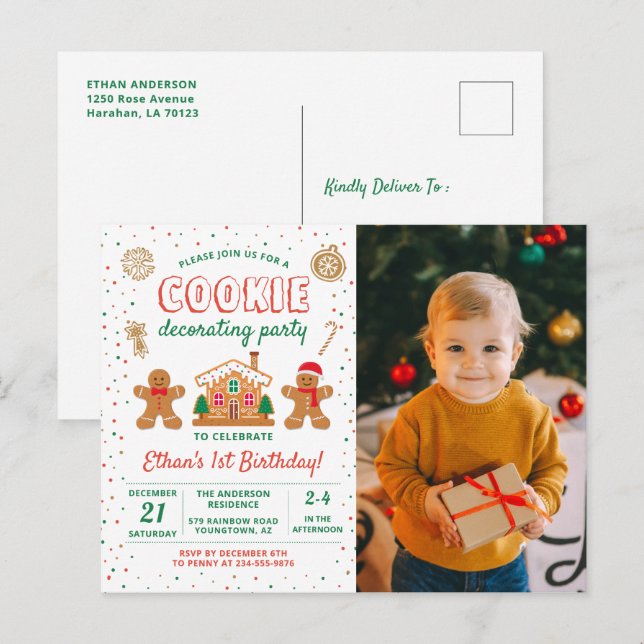 Convite de Foto de Aniversário para Decoração de B (Frente/Verso)