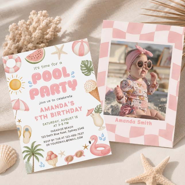 Convite de Foto de Aniversário para Festa de Pisci (Criador carregado)