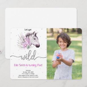Convite de foto de aniversário Safari Animal