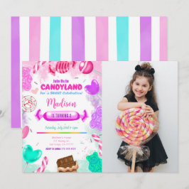 Convite de Foto de Aniversário Terra de Doces