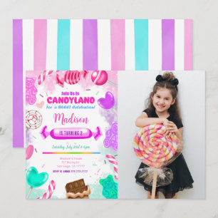 Convite de Foto de Aniversário Terra de Doces