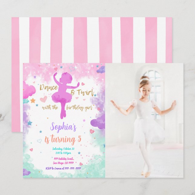 Convite de Foto de Bailarina  (Frente/Verso)