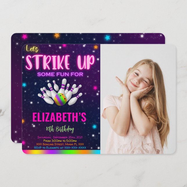 Convite de Foto de Boliche (Frente/Verso)