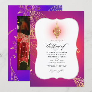 Convite de Foto de Casamento Arabian Bollywood com