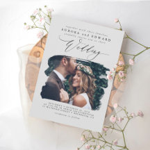 Convite de Foto de Casamento Boho Moderno Cinza