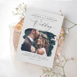 Convite de Foto de Casamento Boho Moderno Cinza