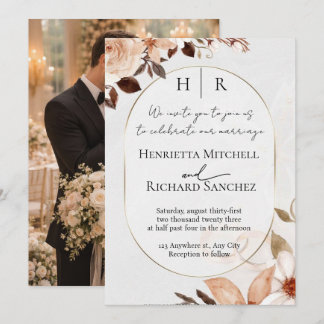 Convite de Foto de Casamento com Flores