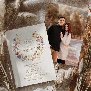 Convite de Foto de Casamento com Jardim de Flores