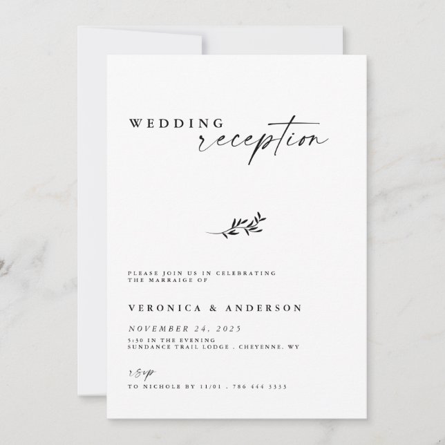 Convite de Foto de Casamento com Recepção de Casam (Frente)