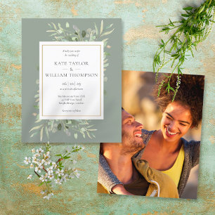 Convite de Foto de Casamento com Vegetação Econômi