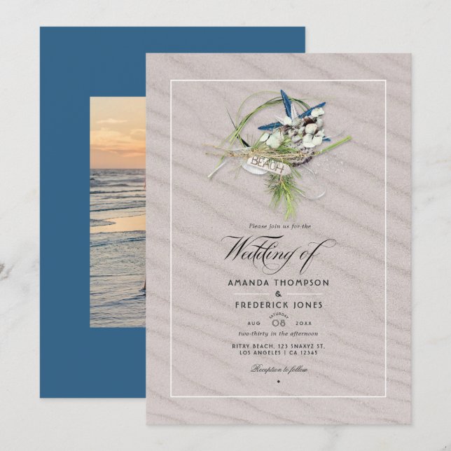 Convite de Foto de Casamento de Verão Fresco na Pr (Frente/Verso)