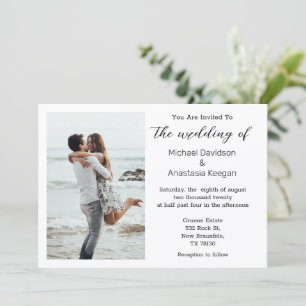 convite de foto de casamento elegante na praia em