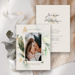 Convite de Foto de Casamento em Eucalipto Marfim O