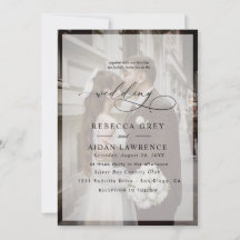 Convite de Foto de Casamento em Letra Elegante
