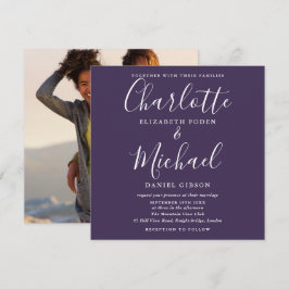 Convite de Foto de Casamento em Script Elegante Ro