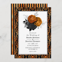 Convite de Foto de Casamento Floral Gótico Preto e