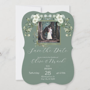 Convite de Foto de Casamento Minimalista com Eucal