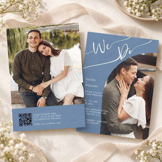 Convite de Foto de Casamento Periwinkle We Do (Periwinkle We Do Wedding Photo Invitation)