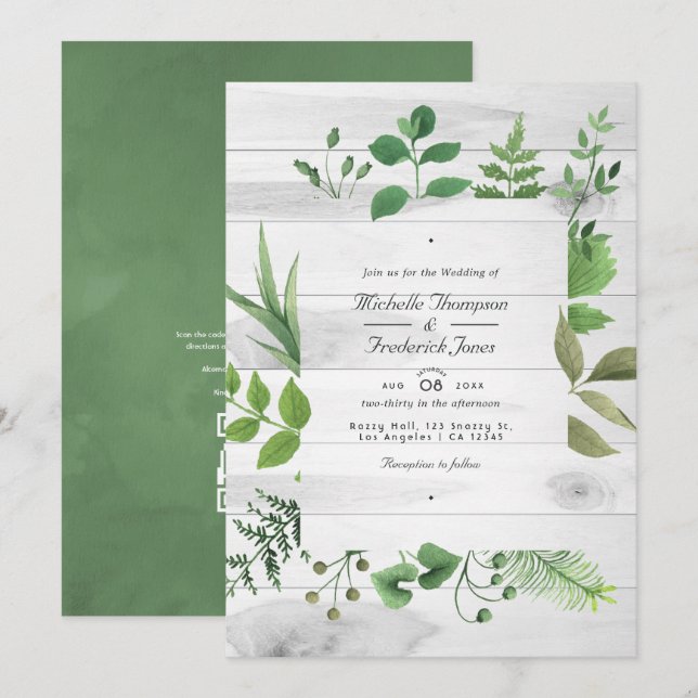 Convite de Foto de Casamento Rústico de Campo com  (Frente/Verso)