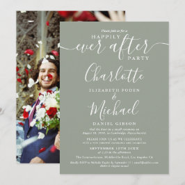 Convite de Foto de Casamento Sage Green Felizes pa