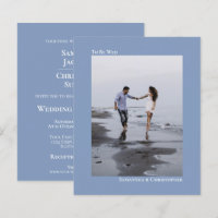 Convite de Foto de Casamento Simples Pó Azul ORÇAM