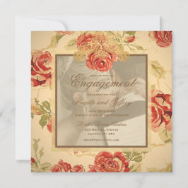 Convite de foto de casamento vintage de rosa verme